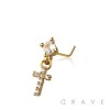 CZ CROSS DANGLE CZ 316L SURGICAL STEEL L-SHAPE NOSE RING